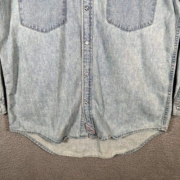 Levis Vintage Denim Pearl Snap Shirt Mens Small Blue Button Up Western Rodeo VTG - Picture 3 of 16